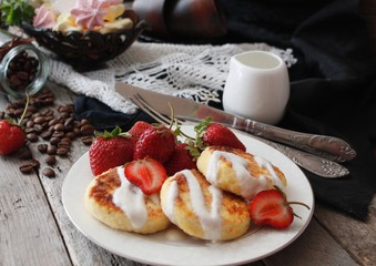 Homemade tasty cottage cheese pancakes 