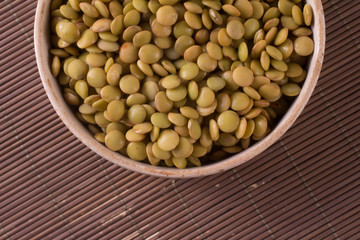 Raw Lentils into a bowl