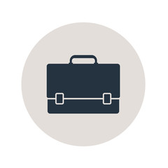 Icono plano maletin en circulo gris