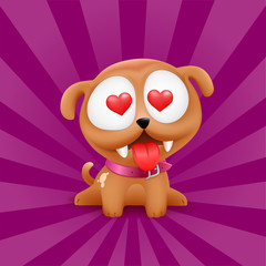 Puppy in love vector character sitting