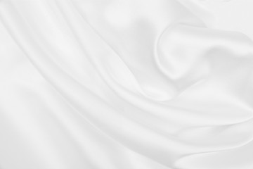 Plakat Smooth elegant white silk or satin luxury cloth texture as wedding background. Luxurious background design