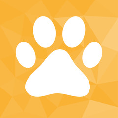 Pfote - Icon mit geometrischem Hintergrund gelb
