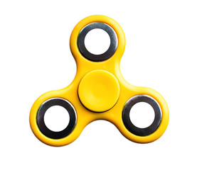 Yellow Fidget Spinner isolated on white background