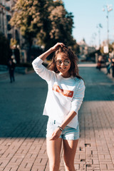 Young girl on the city street