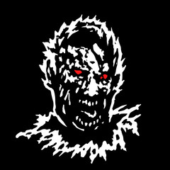Fototapeta premium Frenzy zombie head. Vector illustration.