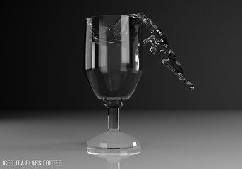iced tea glass footed 3D illustration