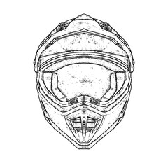 A beautiful motorcycle helmet. Vector illustration for a postcard, poster or print for clothes. Purebred puppy. Motorcycling. Sport.