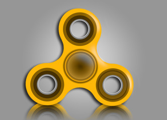 Yellow Fidget Spinner isolated on white background