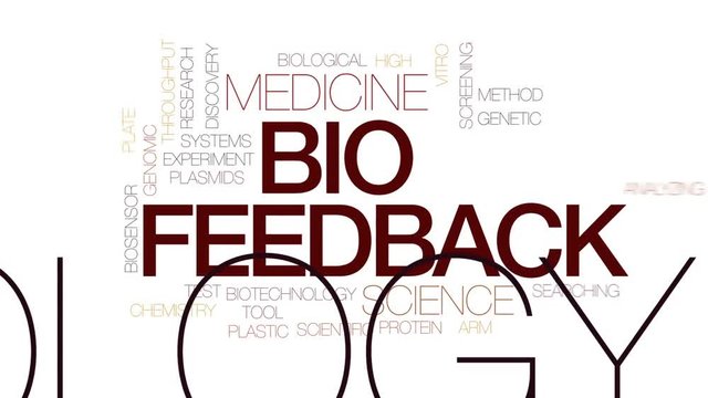 Bio feedback animated word cloud, text design animation. Kinetic typography.