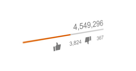 video views counter, counter of likes and dislikes close up