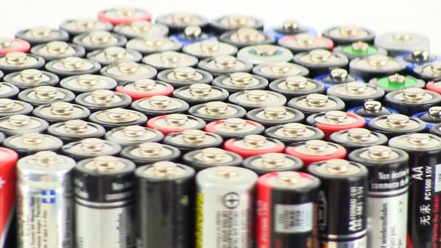 Batteries standing on end rotating slowly