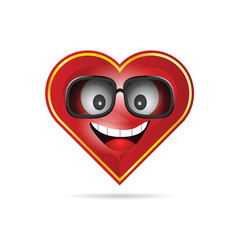 heart funny with sunglasses illustration