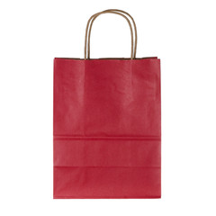 Red paper shopping bag on white background