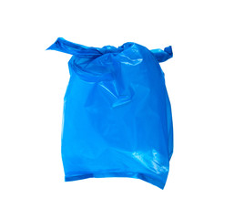 it is recycled blue plastic bag isolated on white.