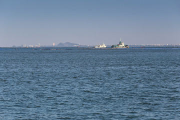 Fototapeta premium Ships and marine coastal areas in sriracha city.