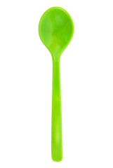 Plastic toy spoon isolated on white background