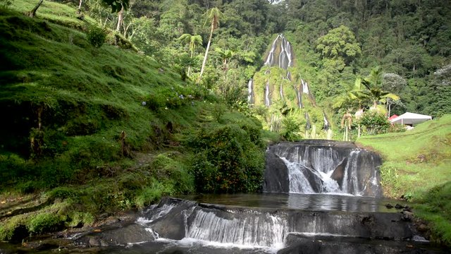 Waterfall in Santa Rosa de Cabal Thermal Springs in the Risaralda department in Colombia
