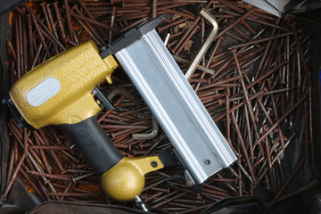 Air Nailer with rusty nail.  