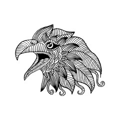 Zentangle stylized head of eagle.