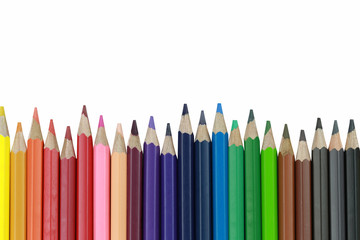 Crayons or Pencil color isolated on white background.