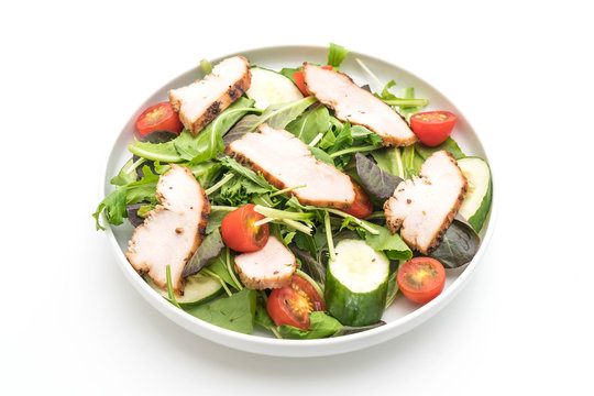 mix salad with grilled chicken - healthy food style