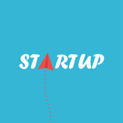 Fototapeta premium Paper rocket with startup concept.