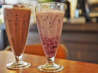 Cold Chocolate Drink and Grape Milk Drink