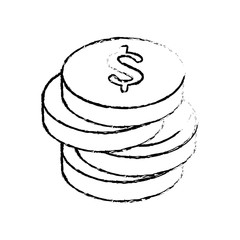 Money coins piled up icon vector illustration graphic design