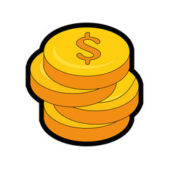 Money coins piled up icon vector illustration graphic design