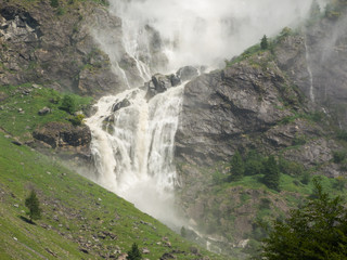 Valbondione, Bergamo, Italy. The Serio falls. The tallest waterfall in Italy