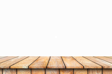 Wooden table isolated on white background,Clipping Path.