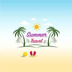 Summer holidays logo and label with cute design
