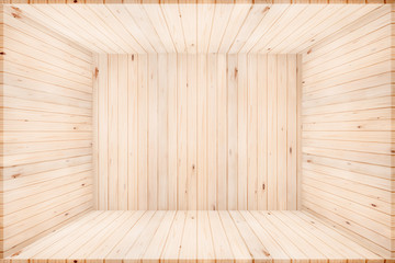 interior empty room with wood wall and wooden floor.