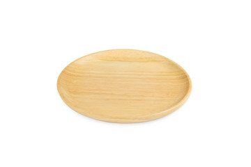 wood plate on white background,Clipping Path.