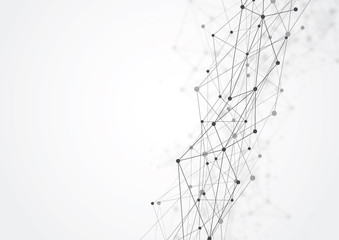 Abstract Polygonal Space Gray Background with Connecting Dots and Lines