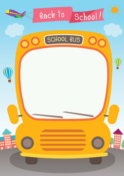 Back to school with yellow school bus template.