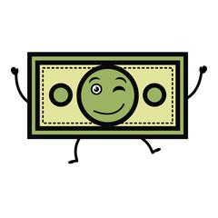 bill dollar kawaii character vector illustration design
