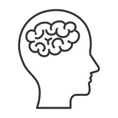 human profile with brain icon vector illustration design