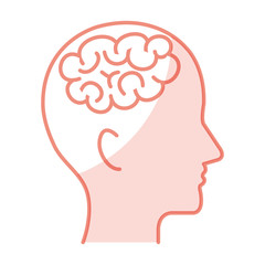 human profile with brain icon vector illustration design