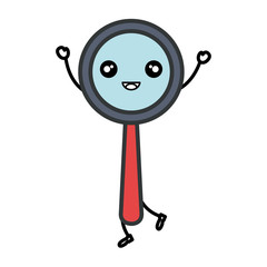 search magnifying glass kawaii character vector illustration design