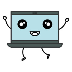 computer laptop kawaii character vector illustration design