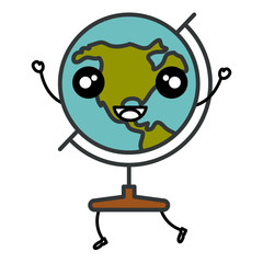 earth planet school kawaii character vector illustration design