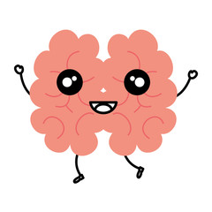 human brain kawaii character vector illustration design