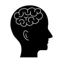 human profile with brain icon vector illustration design