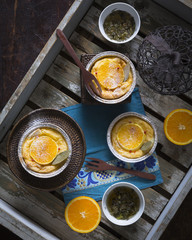 オレンジの焼きプディング