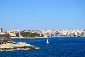 Fototapeta premium View towards Sliema seen from Valletta, Malta.