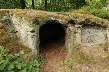 Small artificial cave cut into the sand stone rock