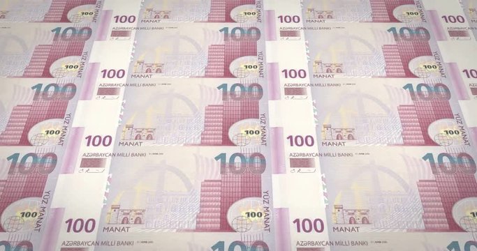 Banknotes of one hundred azerbaijani manat of Azerbaijan, cash money, loop