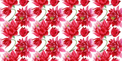 Wildflower Aquilegia flower pattern in a watercolor style isolated. Full name of the plant: Aquilegia. Aquarelle wild flower for background, texture, wrapper pattern, frame or border.