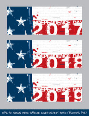 Obraz na płótnie Canvas American Flag Independence day timeline cover - Artistic Brush Strokes and Splashes
